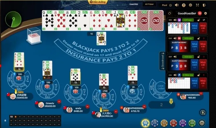 Giao diện chơi Blackjack tại S666
