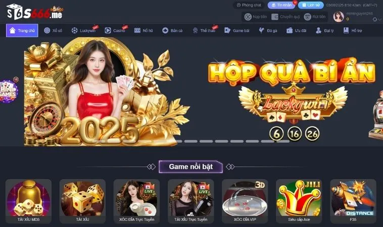Giao diện trang chủ nhà cái S666