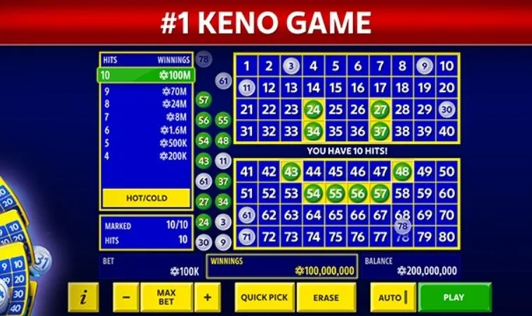 Giao diện chơi game nhanh Keno tại S666