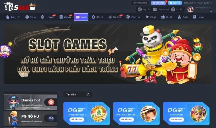 Sảnh Nổ Hũ S666 thiết kế giao diện đẹp, chuyên nghiệp