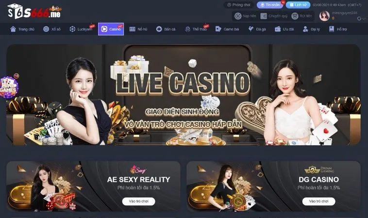 Sảnh Casino Online S666 uy tín, chất lượng để cá cược